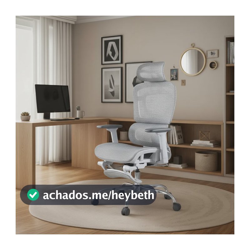 Cadeira De Escritório Ergonômica Mônaco WT07 Laudo NR-17 Luvinco Malha Respirável Com Suporte Lombar Adaptável Apoio Para Pés Retrátil Encosto Ajustável Seis Posições Cor Cinza Suporta 200kg