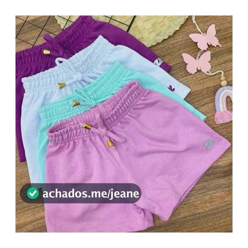 Kit 4 Short Infantil Menina Moletom Bermuda Para Meninas Multicolorido Liso 12