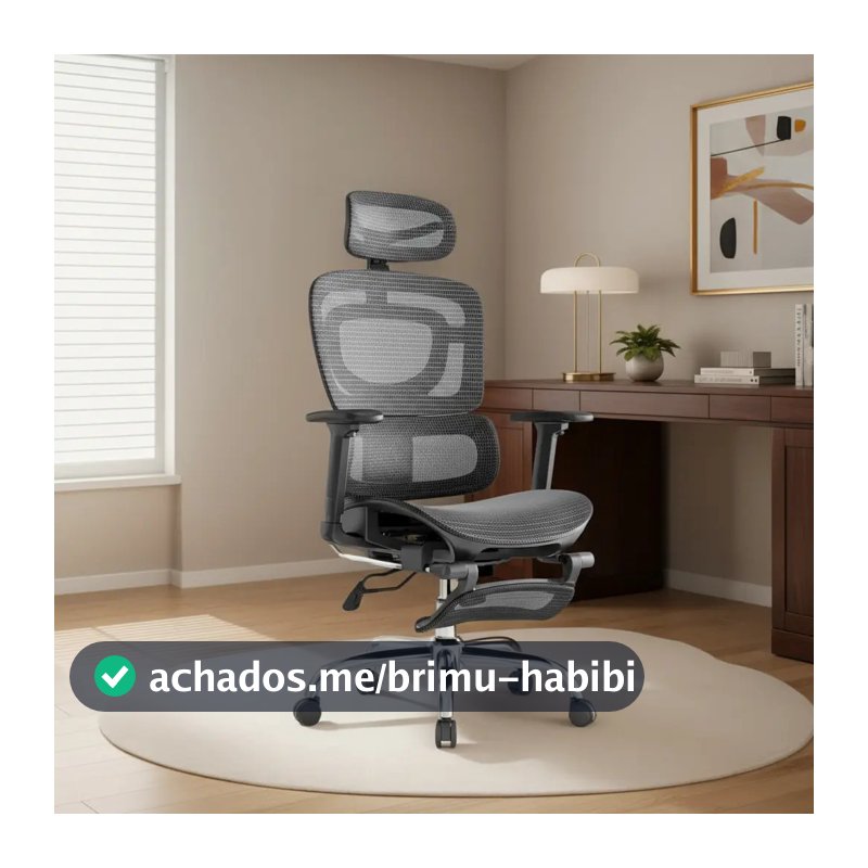 Cadeira De Escritório Ergonômica Mônaco Bt07 Luvinco Malha Respirável Com Suporte Lombar Adaptável Apoio Para Pés Retrátil Encosto Ajustável Seis Posições Cor Preta Suporta 200kg