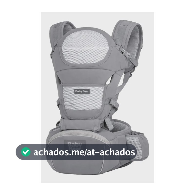 Bolsa Canguru Ergonômico Bebê Mãe Premium 12 Posições 4 Em 1 Baby Bear Cor Cinza