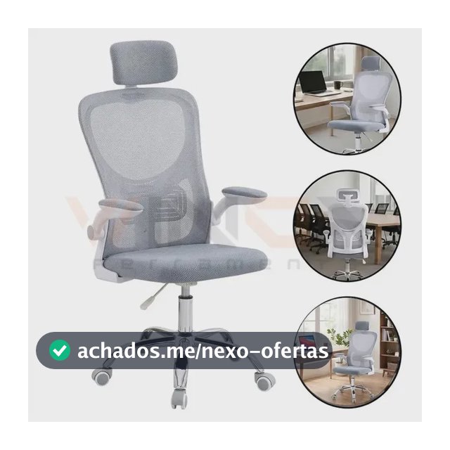 Cadeira para Computador e Escritório Giratória Ergonômica 150kg Branco-Acinzentado