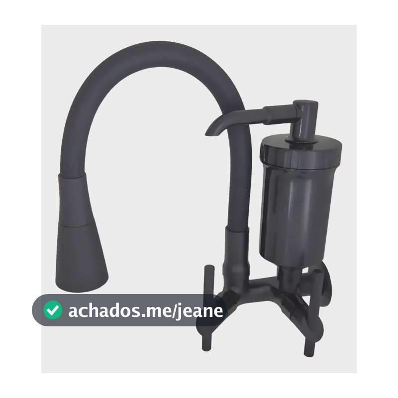 Torneira Cozinha Parede Com Filtro Flexível Preta Gourmet Preto