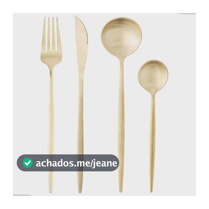 Jogo Faqueiro Aço Inox Ópera Com 16 Peças Champanhe Dourado Minimalista Garfo Faca Colher Luxo Jantar Lyor