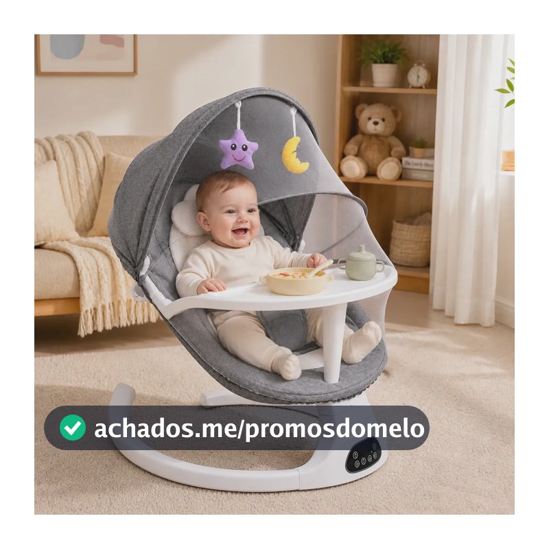 Cadeira de Balanço Elétrica Musical Flybb Para Bebê Com Mosquiteiro e Controle Remoto