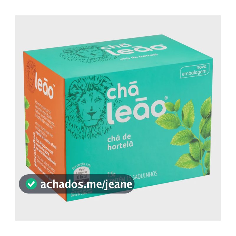 Chá Leão Hortelã Sachê 15 Unidades 15g Vegano Sem Glúten Digestivo