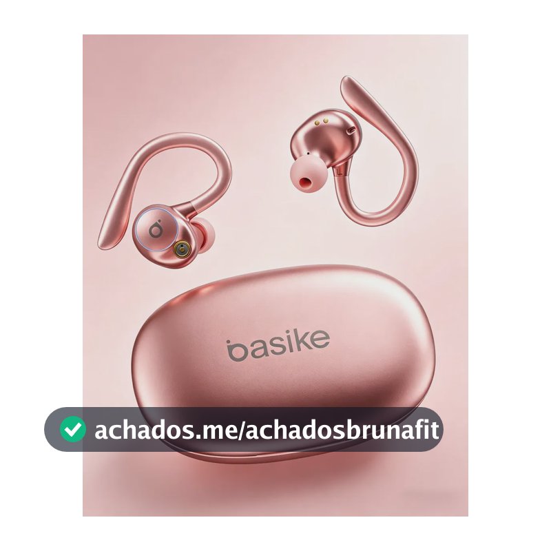 Fone de Ouvido Bluetooth 5.4 TWS com Ear Clip e Gancho, Som HiFi Graves Potentes e 3D, 50h Bateria e Carga Rápida, ENC Cancelamento de Ruído, IPX6 à Prova d'Água – Ideal para Academia e Corrida Basike