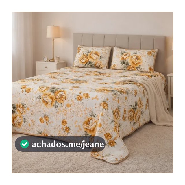 Colcha Cobre Leito Casal Padrão Piquet 3 Peças Estampado