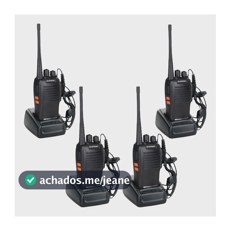 Kit 4 Rádios Comunicação Baofeng BF-777S 16 Canais 12km Alcance 400-470MHz
