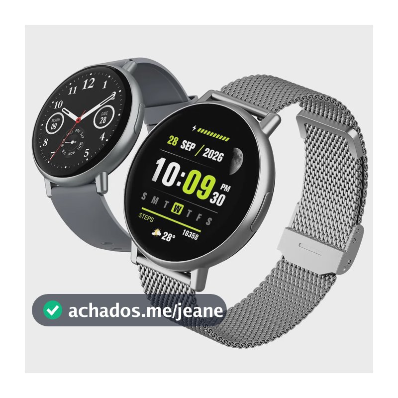 Relógio Smartwatch Forestory R1 Smart Watch Inteligente Redondo Bluetooth Ip68 À Prova D'água Notificações Chamadas Relogio Corrida com Android e iOS Com 2 Pulseiras Feminino Masculino Alumínio