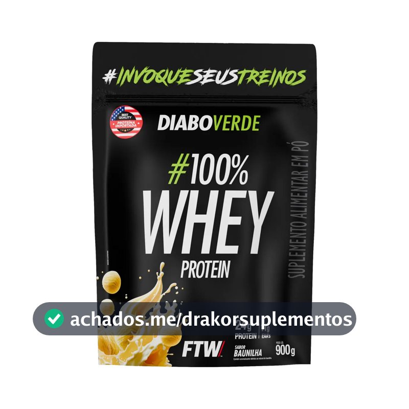 100% Whey Protein 900g Sabor Baunilha Diabo Verde - Ftw