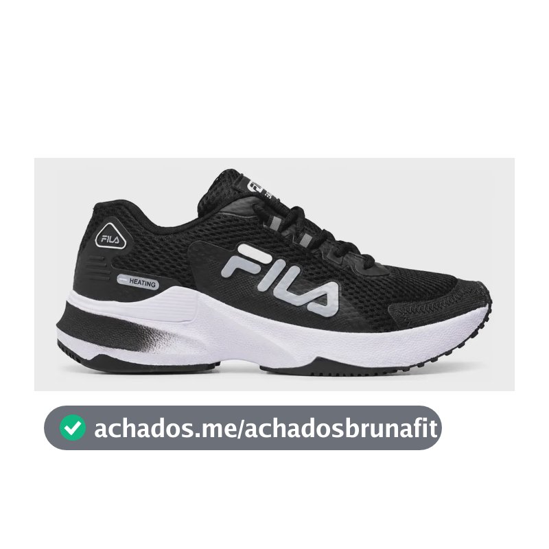 Tênis Fila Academia Corrida Caminhada Heating Leve Macio F Preto Branco 41 Br
