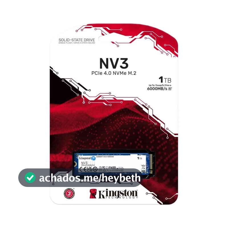 SSD Kingston NV3 1TB M.2 2280 PCIe 4.0 NVMe 6000 MB/s