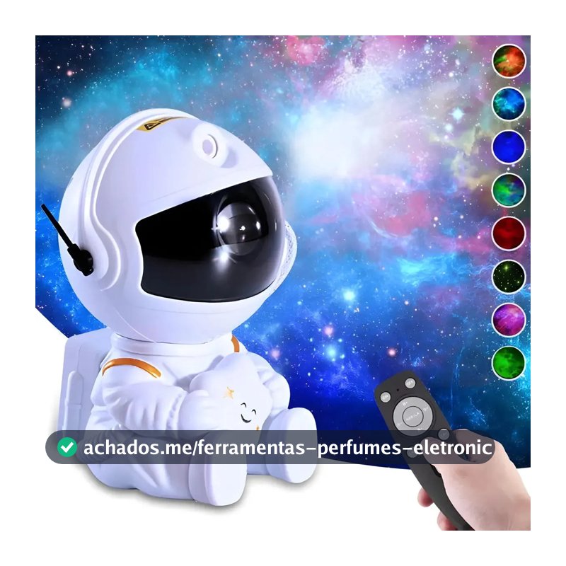 Projetor de Estrelas Astronauta para Quarto com Luz Nebulosa e Galáxia
