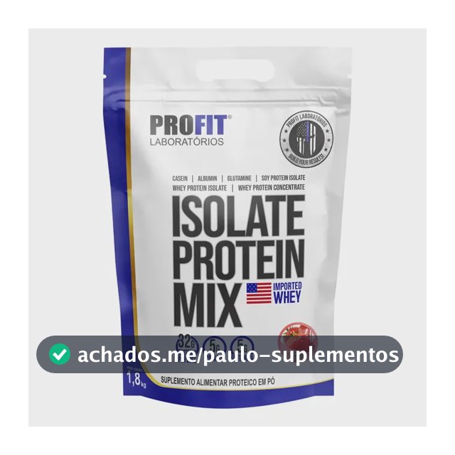 Whey Isolate Protein Mix Refil 1,8kg - Profit Labs Sabor Morango