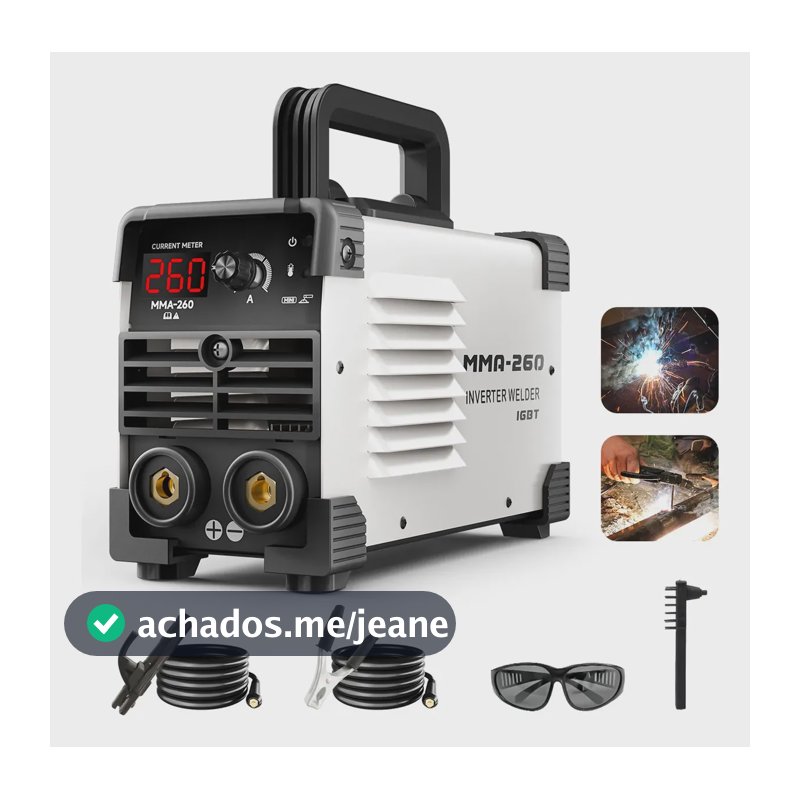 Soldadora Inversora Portátil Mma 220v Maquina Solda 260a Branco 220v