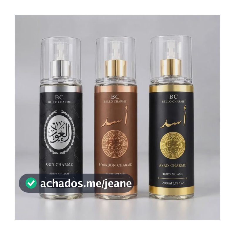 Kit 3 Body Splash Árabe Masculino Bourbon, Oud E Asad Black