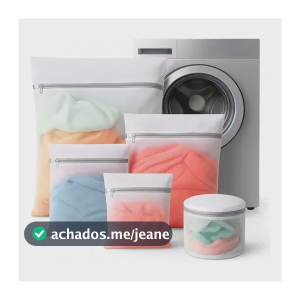 Kit 5 Sacos Para Máquina Lavagem De Roupas Delicadas Íntimas Branco