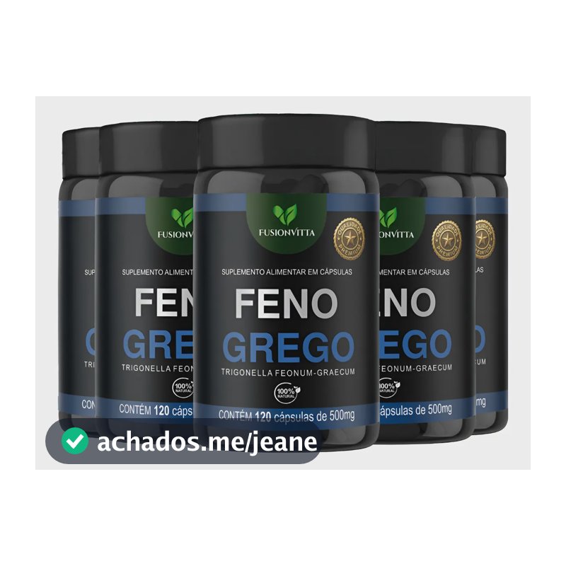 5x Feno Grego 120 Cápsulas 500mg Fusionvitta Sem Sabor