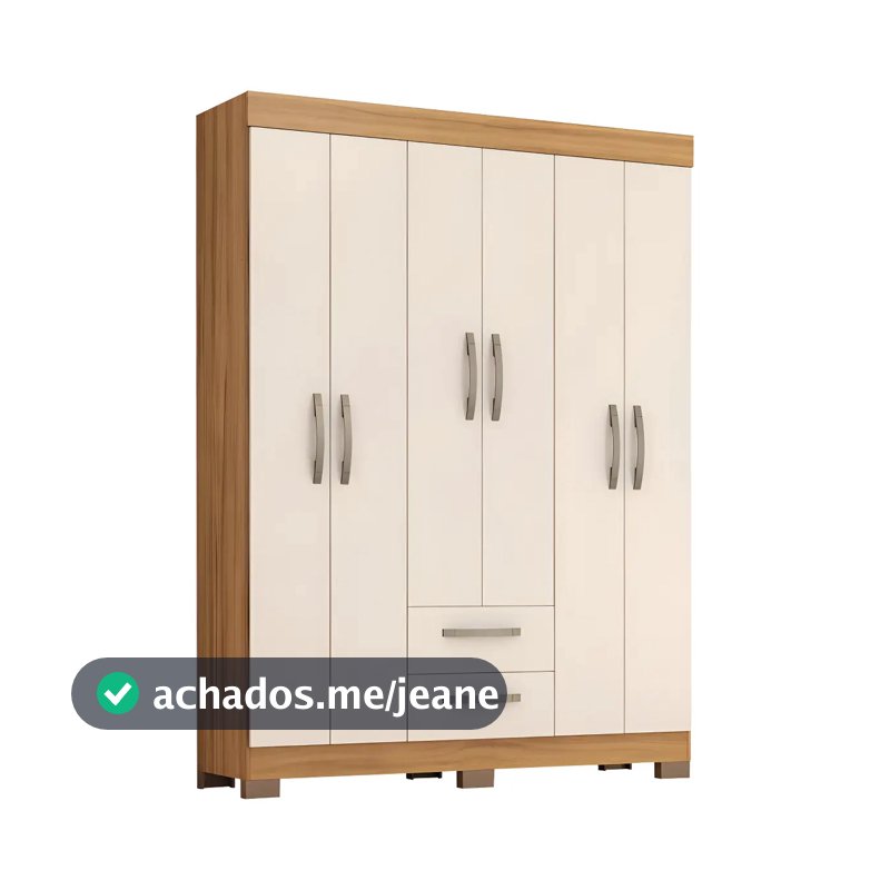 Guarda-roupa Com 6 Portas E 2 Gavetas Nt6015 Notável Móveis Cor Freijó Trend/off White Tx