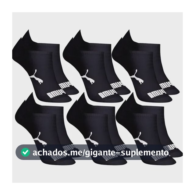 Kit 6 Pares Meias Invisível Puma Sapatilha Adulto Original