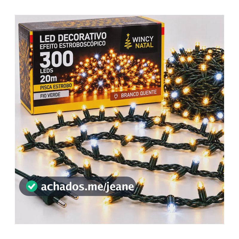 Pisca Pisca 20m 300 Leds 30% Flash Efeito Estroboscópico Amarelo 127