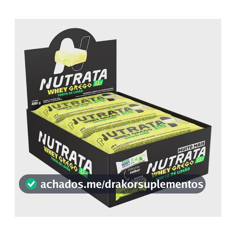 Barra de proteínas Nutrata WHEY Grego 40G sabor Torta de Limão x 480g 12 un