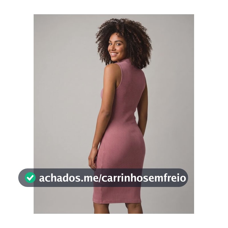 Vestido Feminino Regata Gola Alta Canelado Balse Rosa Liso P