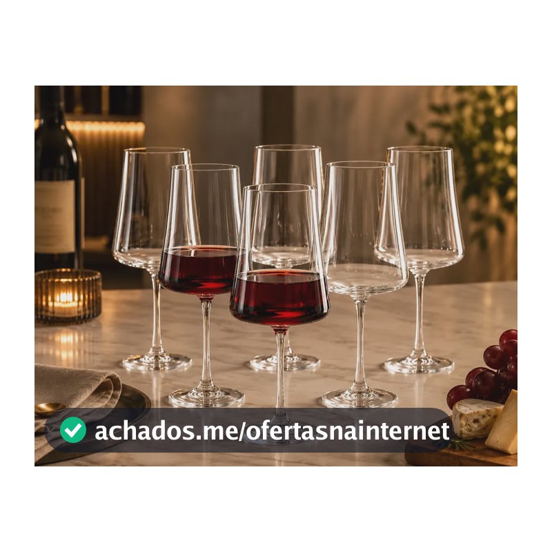 Jogo 6 Taça Cristal Titanium Vinho Tinto 660ml Xtra Bohemia Cristal