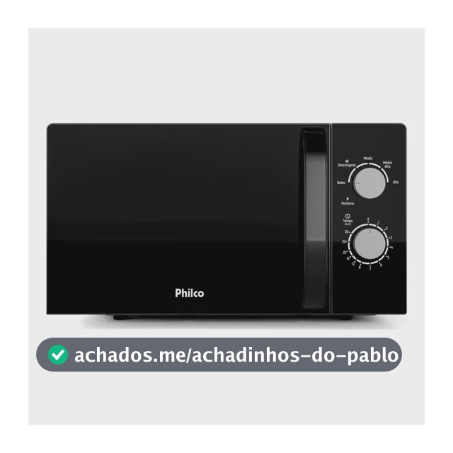 Micro-ondas Philco 20L Preto Painel Mecânico PMO23M
