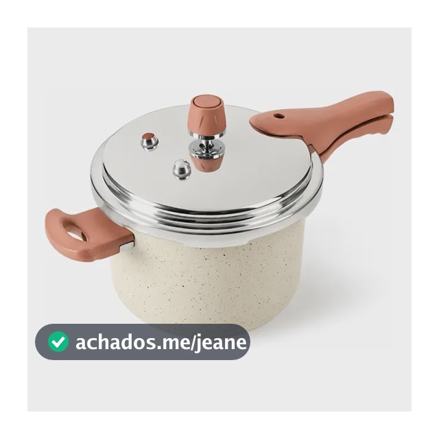Panela De Pressão 4.4l Antiaderente Cerâmica Indução Oikos Bege