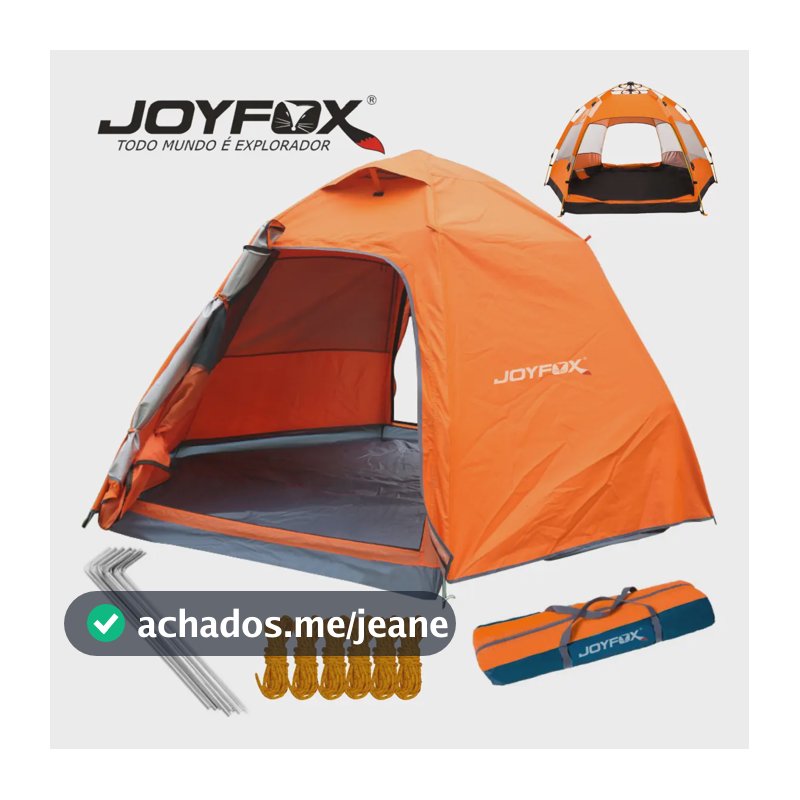 Barraca Auto-armável Joyfox J-834 p/ 5 Pessoas, Impermeável 3000mm e Proteção UV50+