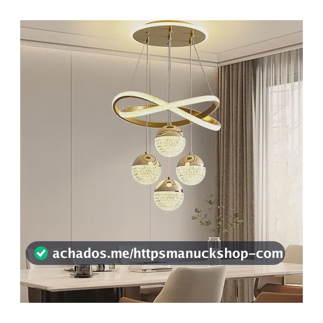 Lustre Teto Led Pendente Moderno Para Sala Quarto Cozinha 127/220v Dourado