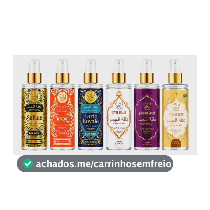 Kit 6 Body Splash Árabe Soul 200ml Mix Masculino E Feminino