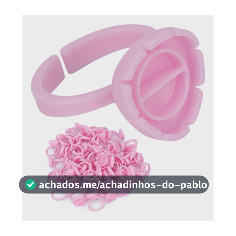 200 Anel Batoque Porta Cola Para Extensão De Cilios Rosa