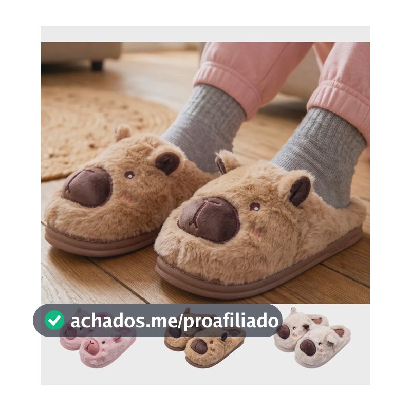 Pantufa Chinelo Capivara Antiderrapante Cores Unissex Marrom Castanha - Aberto 35/36br