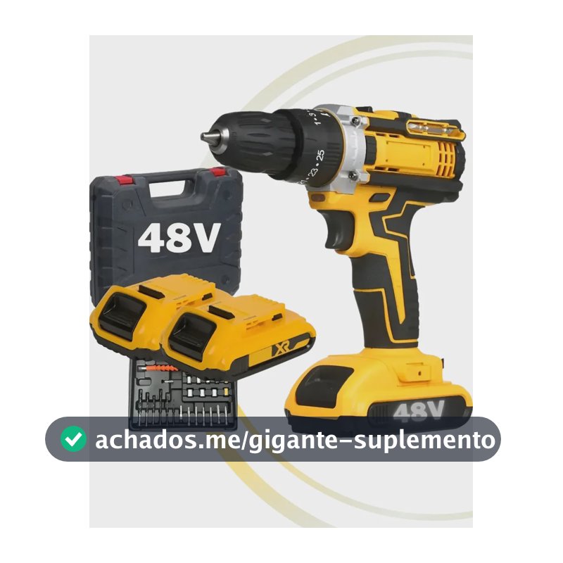 Parafusadeira Furadeira 48v Profissional 2 Baterias Sem Fio Amarelo 127/220v