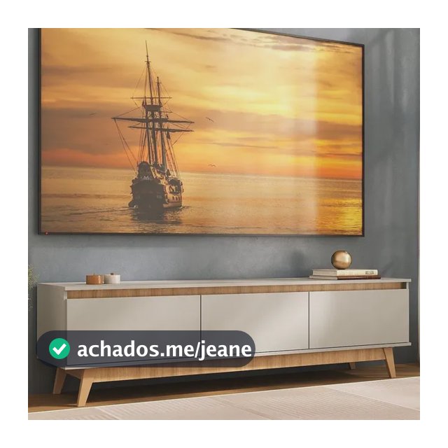 Rack para TV até 80 Polegadas 180cm 3 Portas Retrô Multimóveis MP1103 Off White/Madeirado
