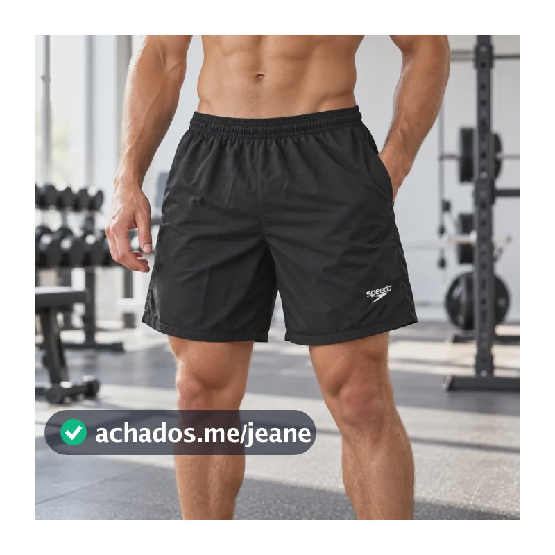 Bermuda Masculina Speedo Preta Academia Futebol Corrida Preto Lisa Gg