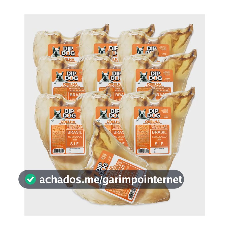 Kit 10 Mordedores Orelha Bovina Natural Pra Cachorro Dip Dog