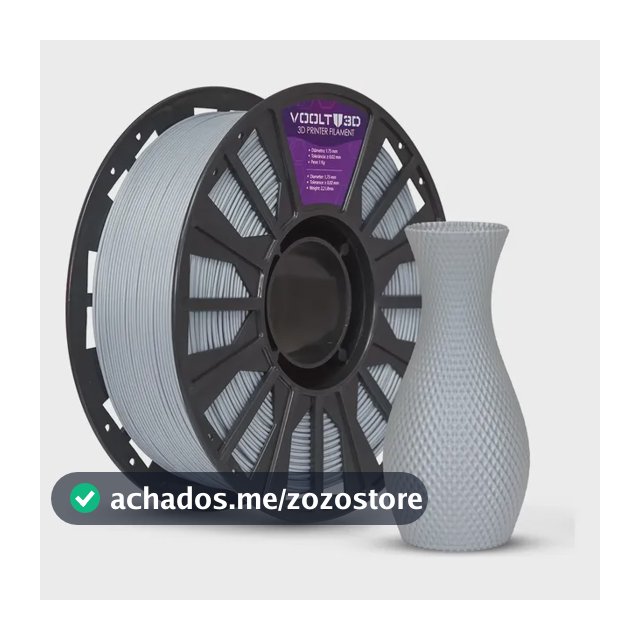 Filamento PLA Cinza Claro Velvet 1kg Voolt3D Aveludado Premium Para Impressão 3D Impressoras 3D Peças Decorativas Fabricação Nacional