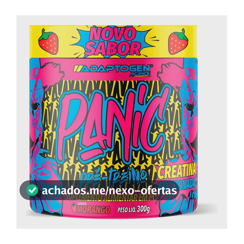 Suplemento Adaptogen Science Pré Treino Panic en pó sabor morango x 300g