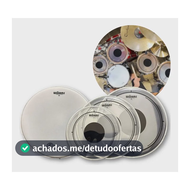 Kit Pele Bateria Williams Target Dt2 10'' 12'' 14'' 14'' Transp Com Dot Dt2