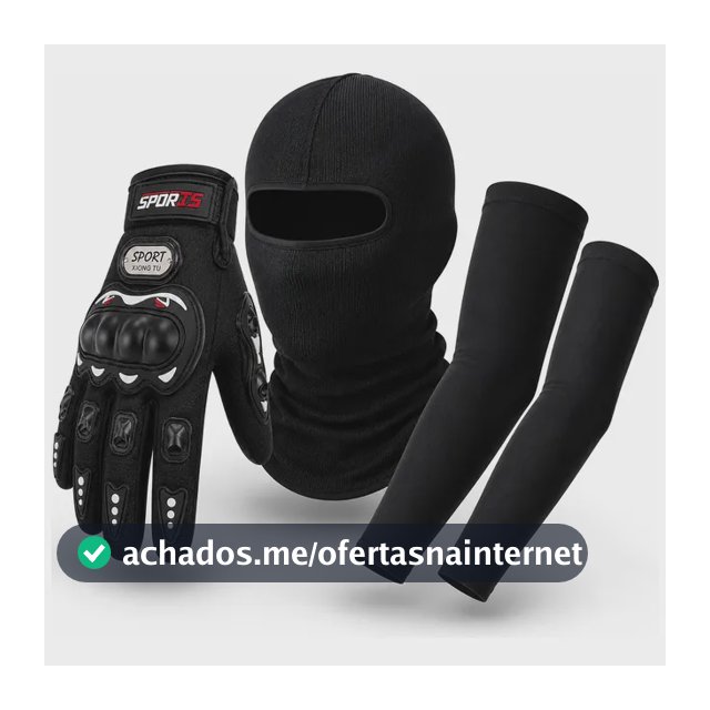 Kit Moto Luva Touch Balaclava Manguito Proteção Uv50+ Preto Unico