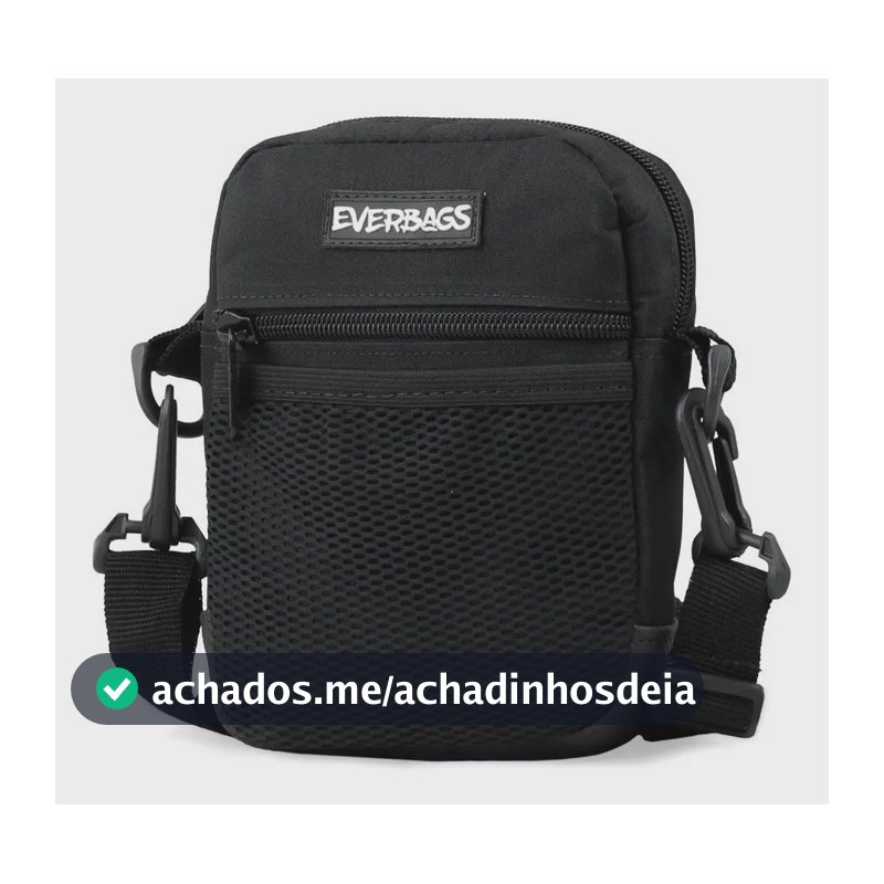 Shoulder Bag Preta Redinha Everbags Tira Colo Necessaire Cor Preto