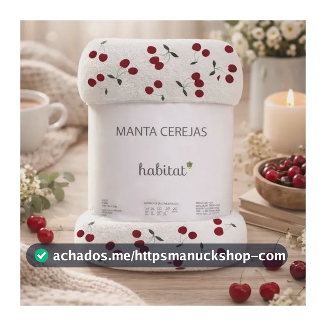 Manta Casal Macia Quentinha Microfibra Antialérgica Cereja Cereja 1.1 G Branca