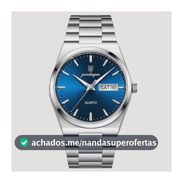 Relógio Masculino Luxo Poedagar Old Money Aço Quartzo Prata Prateado Clássico Azul Capra Pink