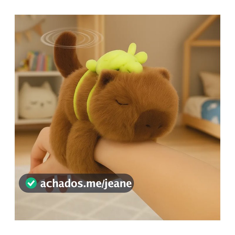 Capivara Braço Pulseira Brinquedo Pelúcia Filó Antialérgico Marrom