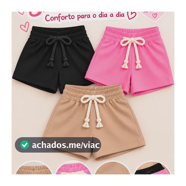 Kit 3 Shorts Infantil Menina Juvenil Verão Básico Liso