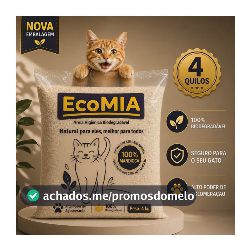 Areia Biodegradável Ecomia 4kg Feita De Mandioca Natural