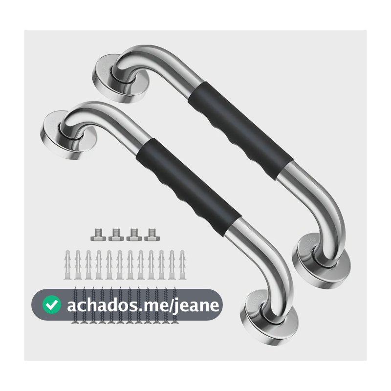 Kit 2 Barras de Apoio Perfin 30cm Aço Inox Antiderrapante Prata Banheiro